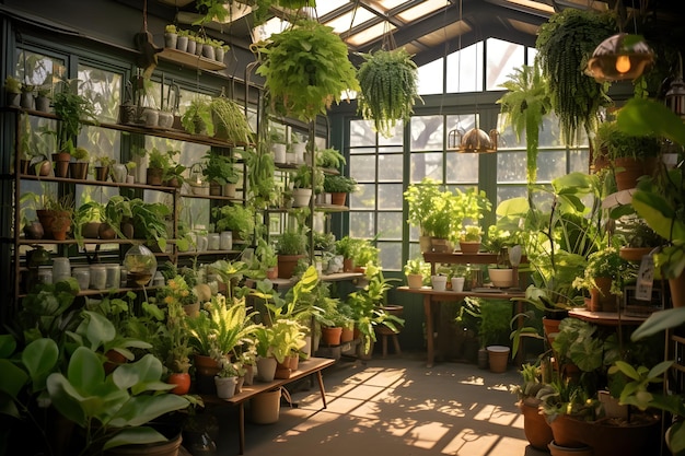 美しい植物苗床の展示