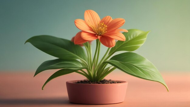 タブに花を持つ美しい植物