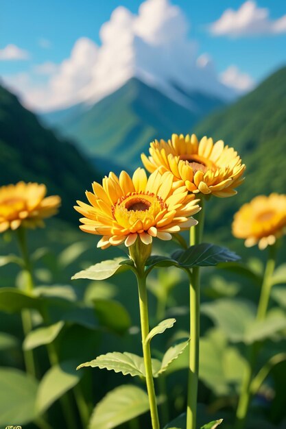 Beautiful plant yellow wild chrysanthemum flowers like sunflowers beautiful wallpaper background