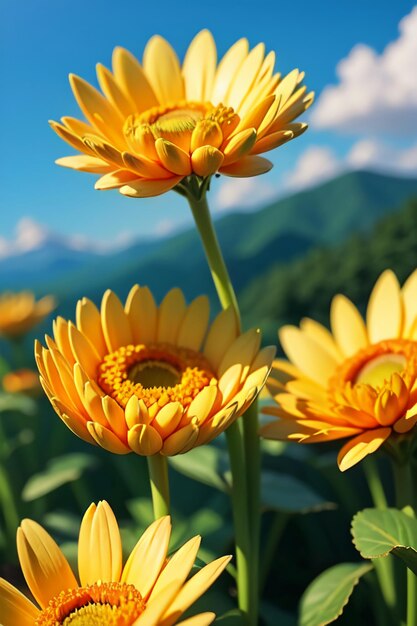 Beautiful plant yellow wild chrysanthemum flowers like sunflowers beautiful wallpaper background