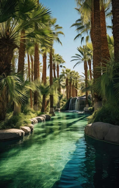 Foto una bellissima piscina in un'isola tropicale