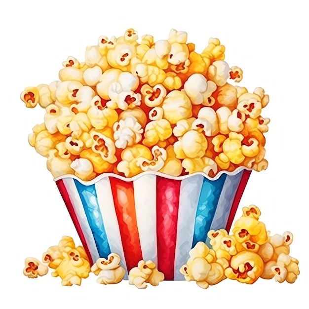 beautiful Popcorn Kernels watercolor Carnival clipart illustration