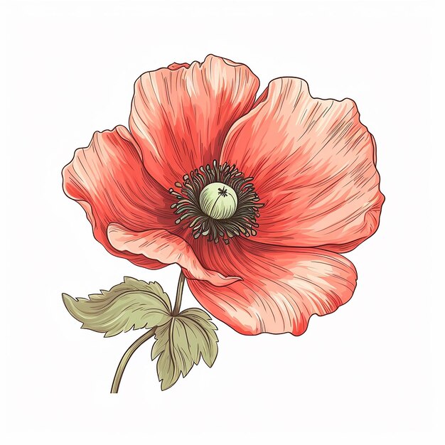 Photo beautiful poppy flower illustration in different colors