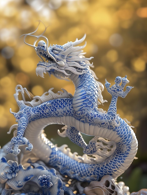 Photo beautiful porcelain chinese dragon