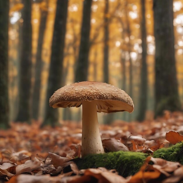 Photo beautiful porcini mushroom in the autumn forest closeup autumn fall