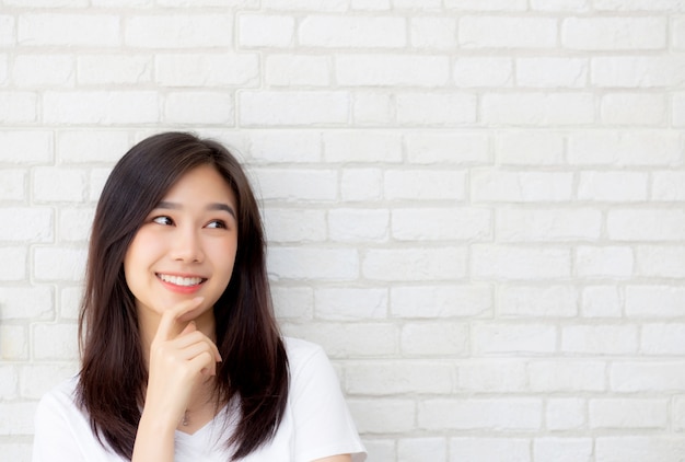 Beautiful portrait asian woman confident thinking