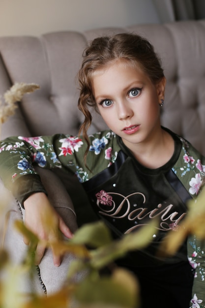 Beautiful portrait of a child girl at home