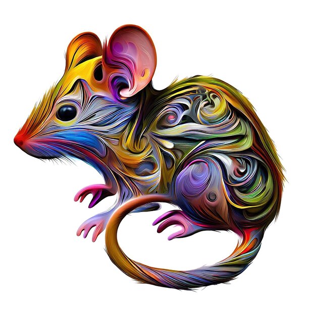 Beautiful portrait of a colourful mouse ai vector art digital illustration image