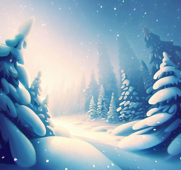 Beautiful portrait cozy winter landscape at Christmas time ai vector illustration image wallpaper