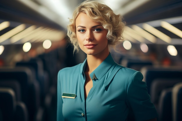 Photo a beautiful portrait of a girl stewardess