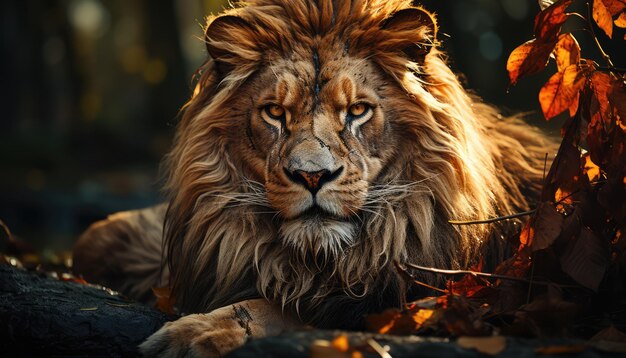 beautiful portrait of a lion in nature