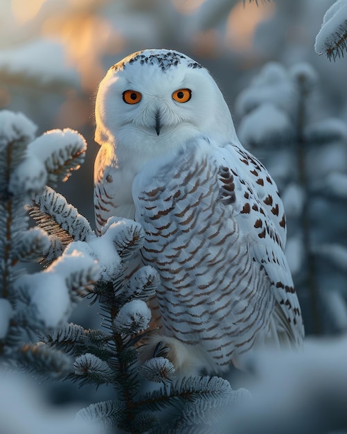 写真 美しい肖像画 背景の野生動物の森にある北極オオカミの鳥 クローズアップ 白い雪のオオカマ