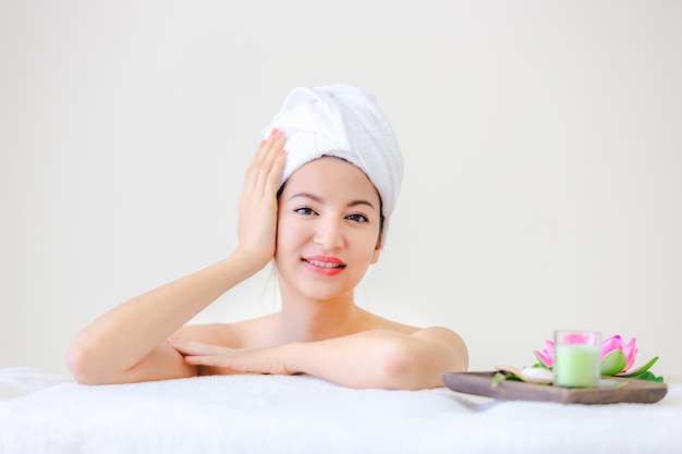 Beautiful portrait spa woman posing youth and Skin Care Concept