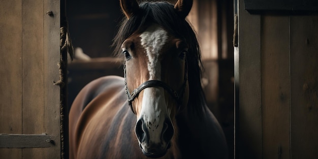 Beautiful posh horse in the stable closeup