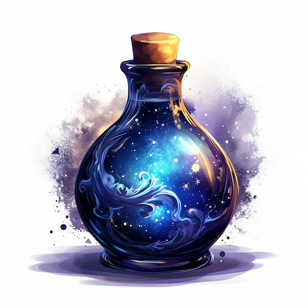 beautiful Potion mixing fantasy watercolor fairytale clipart illustration