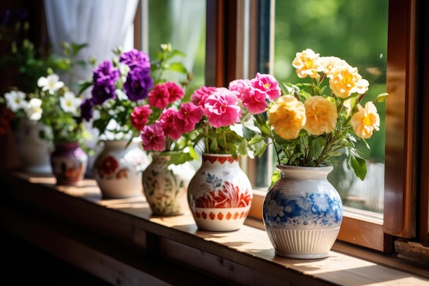 Beautiful pots with flowers