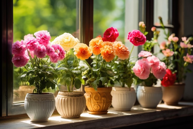 Beautiful pots with flowers