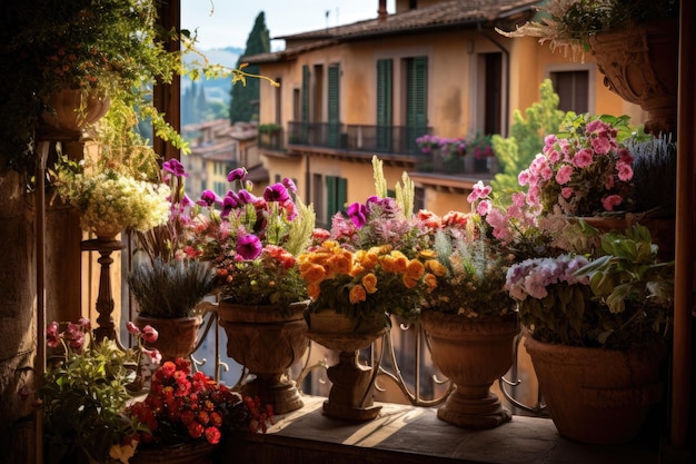 Beautiful pots with flowers