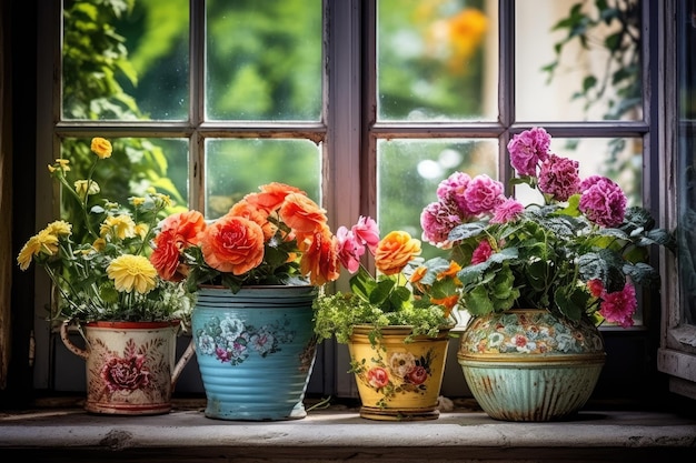 Beautiful pots with flowers