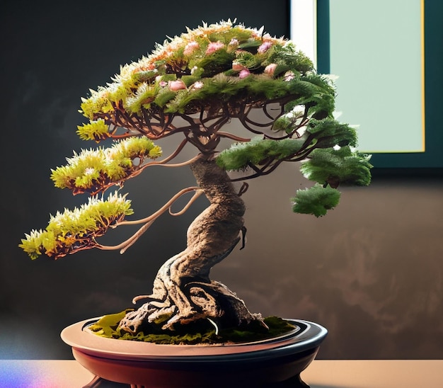 Beautiful potted bonsai ornamental plants for indoor decoration