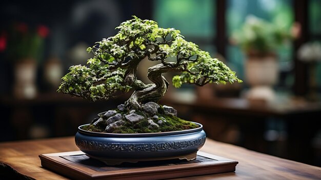 Beautiful potted bonsai ornamental plants