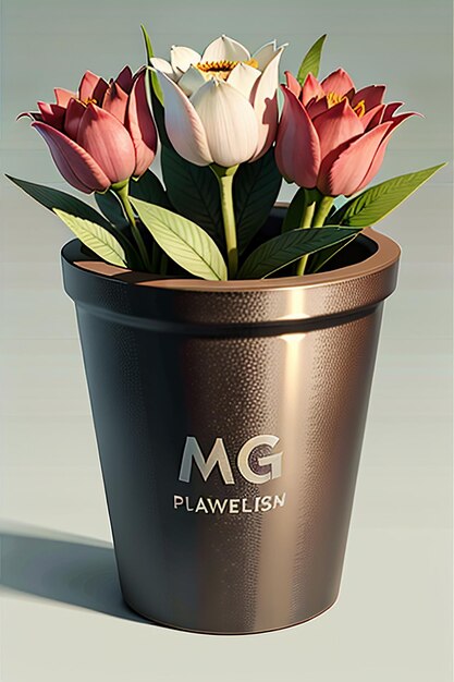 Photo beautiful potted flowers closeup simple background poster cover wallpaper advertising design