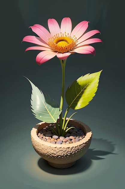 美しい鉢植えの花のクローズアップシンプルな背景ポスターカバー壁紙広告デザイン