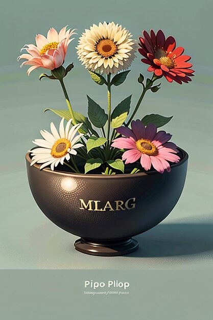 Beautiful potted flowers closeup simple background poster cover wallpaper advertising design