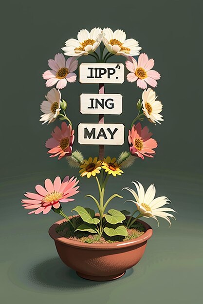 Photo beautiful potted flowers closeup simple background poster cover wallpaper advertising design