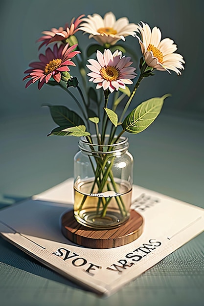 Photo beautiful potted flowers closeup simple background poster cover wallpaper advertising design
