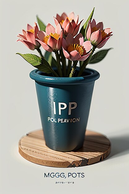 Photo beautiful potted flowers closeup simple background poster cover wallpaper advertising design