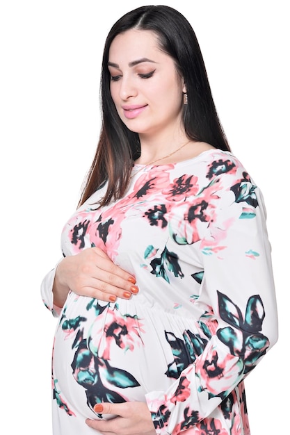 Beautiful pregnant woman in dress