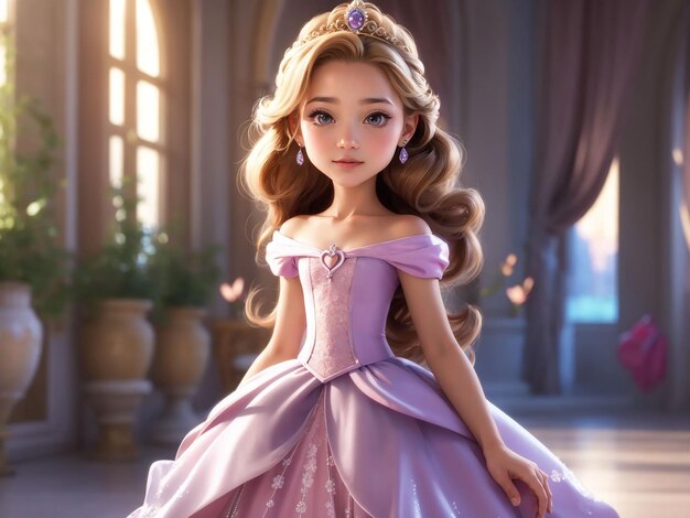 Beautiful princess cute girl cartoon character