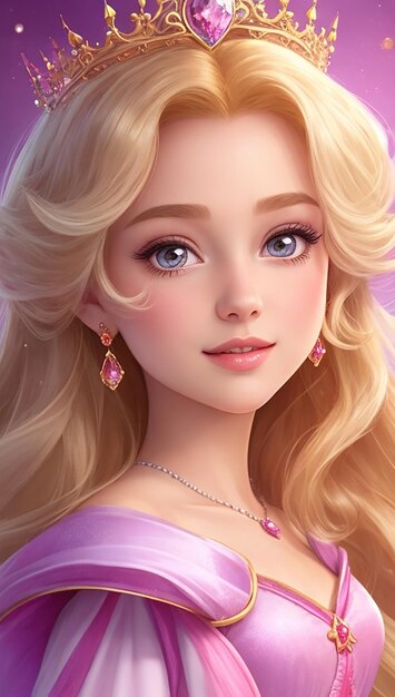 Beautiful princess cute girl cartoon character