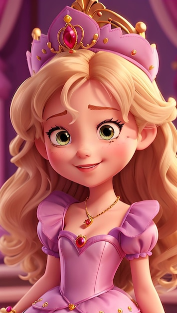 Beautiful princess doll character with purple dress