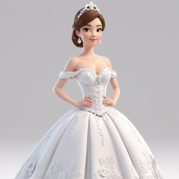 Beautiful princess girl in white corset ball gown