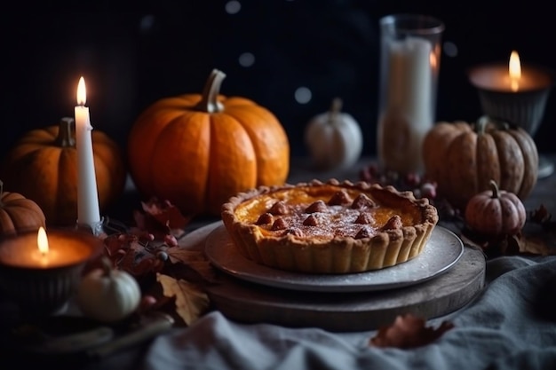 Beautiful pumpkin pie American cuisine Generative AI