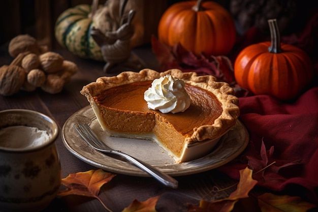 Beautiful pumpkin pie American cuisine Generative AI