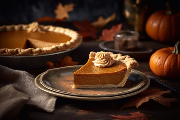 Beautiful pumpkin pie American cuisine Generative AI