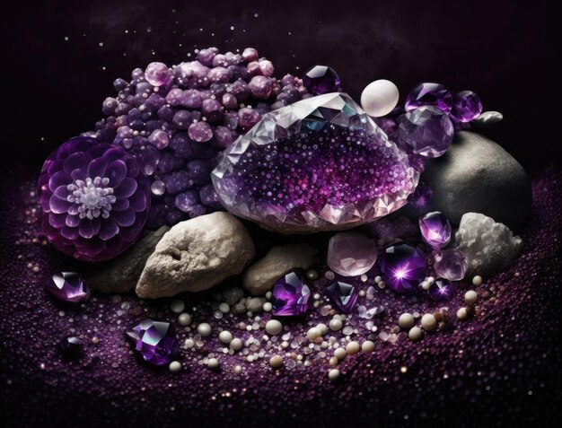 Beautiful purple amethyst natural gemstone Generative AI technology