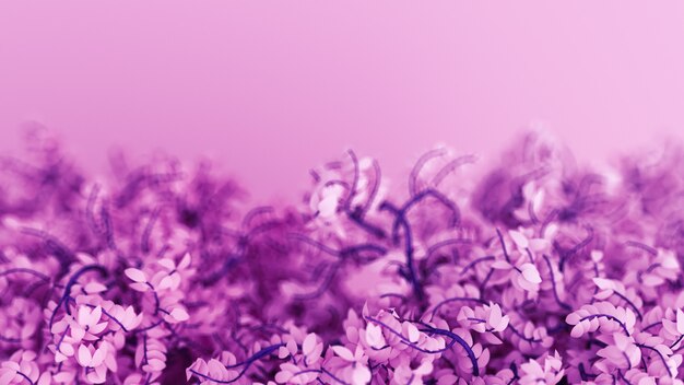 Beautiful purple background with leaves, season of the year. 3d rendering.