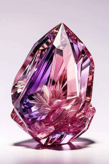 Photo beautiful purple diamond on a white background closeup