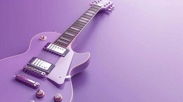 Photo a beautiful purple electric guitar on a purple background