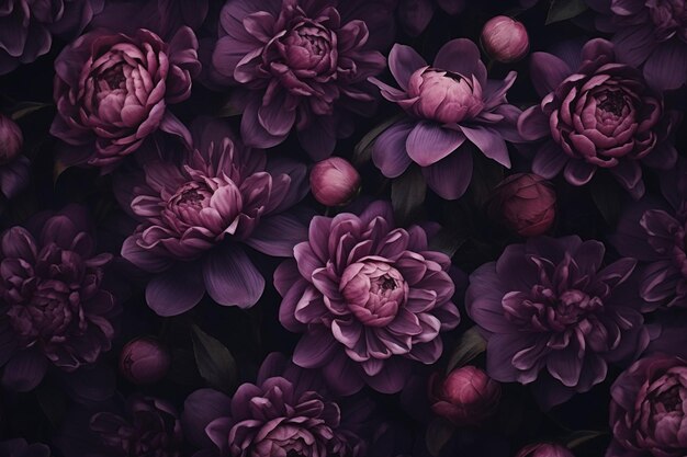 Beautiful purple floral pattern on green background