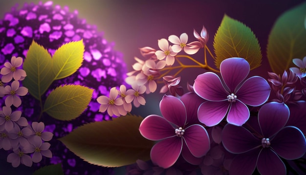 Beautiful purple flowers with summer generative ai