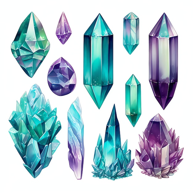 beautiful purple Mystic crystals clipart illustration