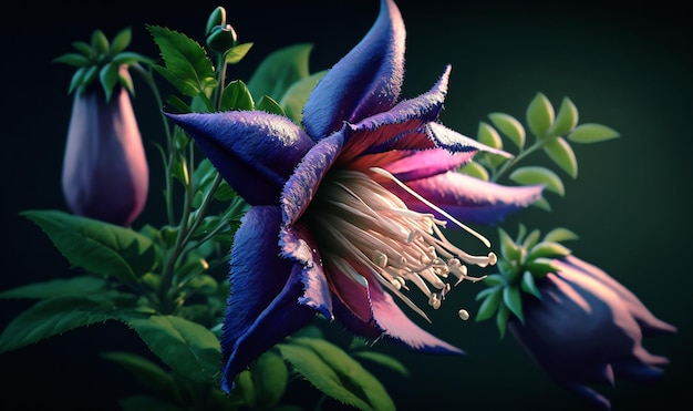 Красивый фиолетовый цветок колокольчика Peachleaved в полном расцвете под ярким летним солнцем