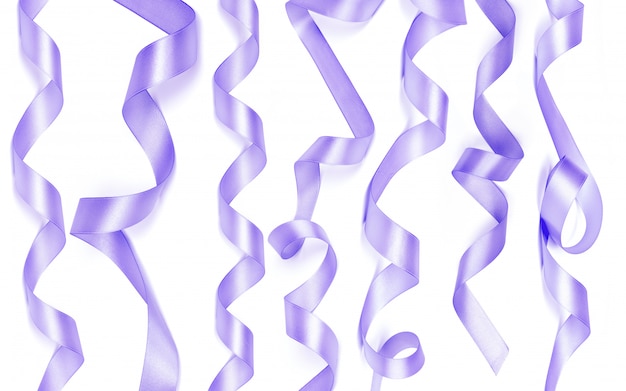 Beautiful purple satin ribbon isolated on white