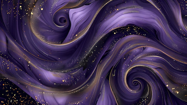 Photo beautiful purple swirl pattern luxury art with golden glitters background