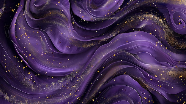Beautiful purple swirl pattern Luxury art with golden glitters background